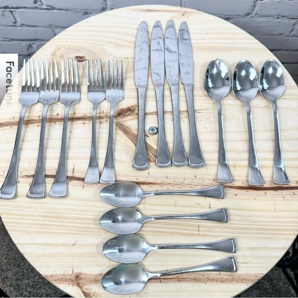 Oneida 16 Piece Stainless Steel Flatware Silverware Emma Set - Picture 1 of 16
